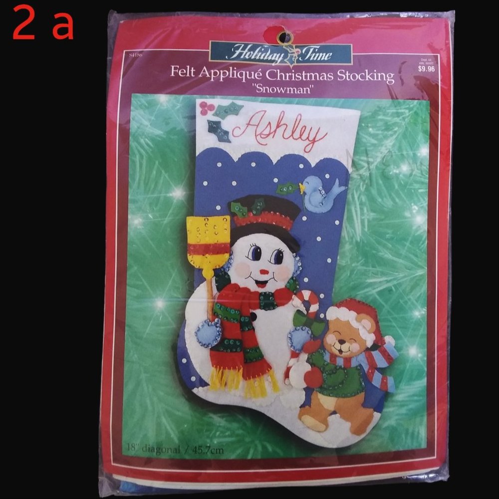 Vintage Bucilla Christmas Snowman Felt Stocking Kit DIY #84186 SEALED USA